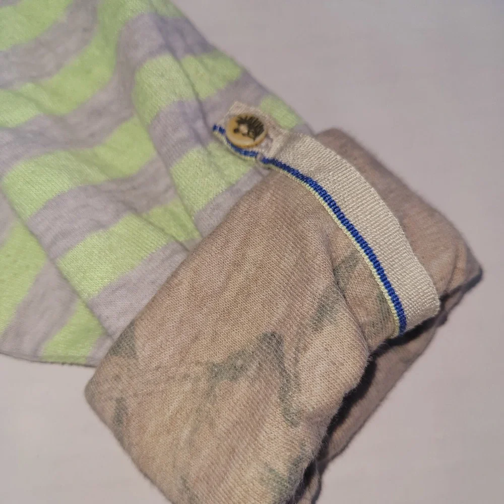 Scotch Shrunk Henley Kid Size 4 Lime Green Gray Striped Long Sleeve Cotton Shirt